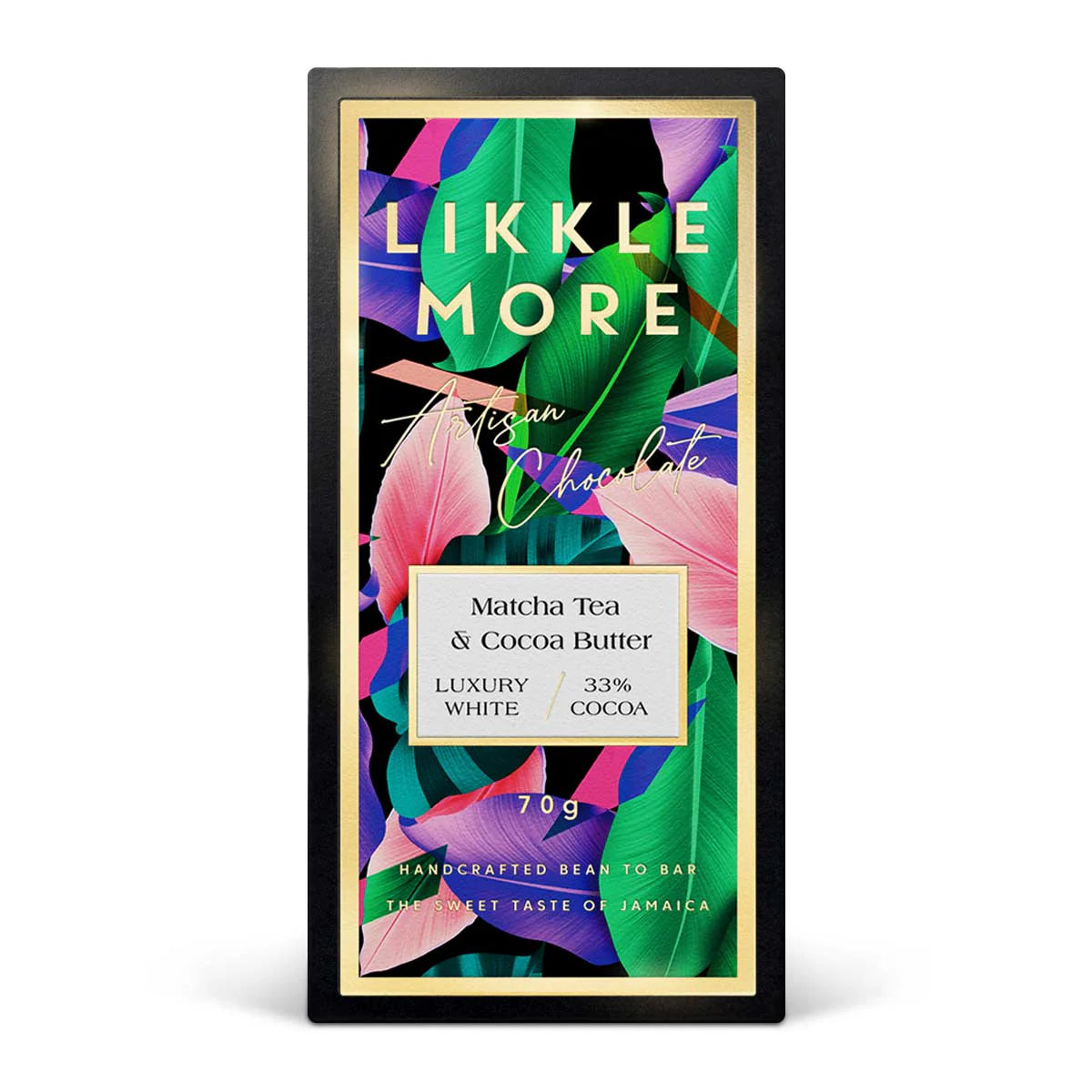 Likkle More Chocolate White Chocolate Green Matcha Bar, 2.5oz